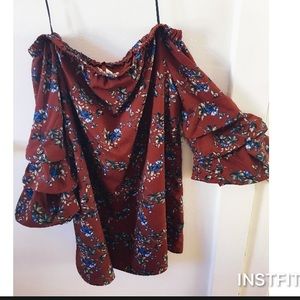 Off the shoulder bell sleeve flora dress